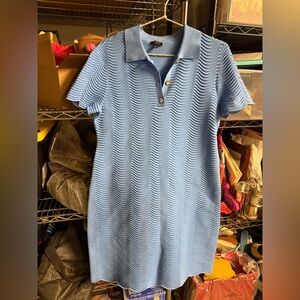 Talbots Light Blue Textured Collared Dress